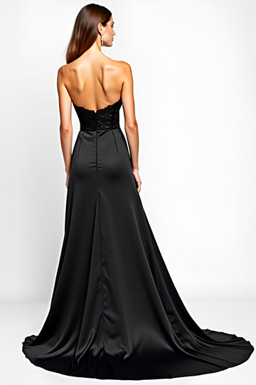Sirène Robe bustier Corset Noir à Cravate Avec Fente